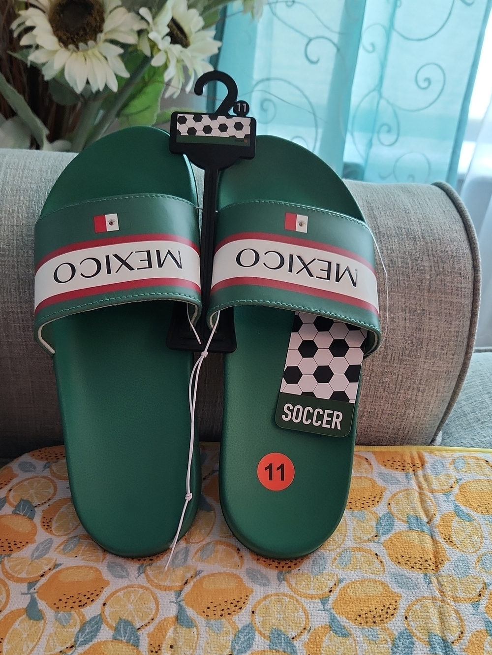 Green Slide Sandals - Brand
